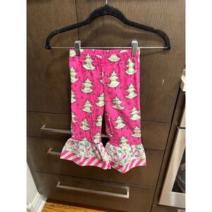 Baxter & Beatrice Girls 4 christmas Ruffle Pants Boutique pink